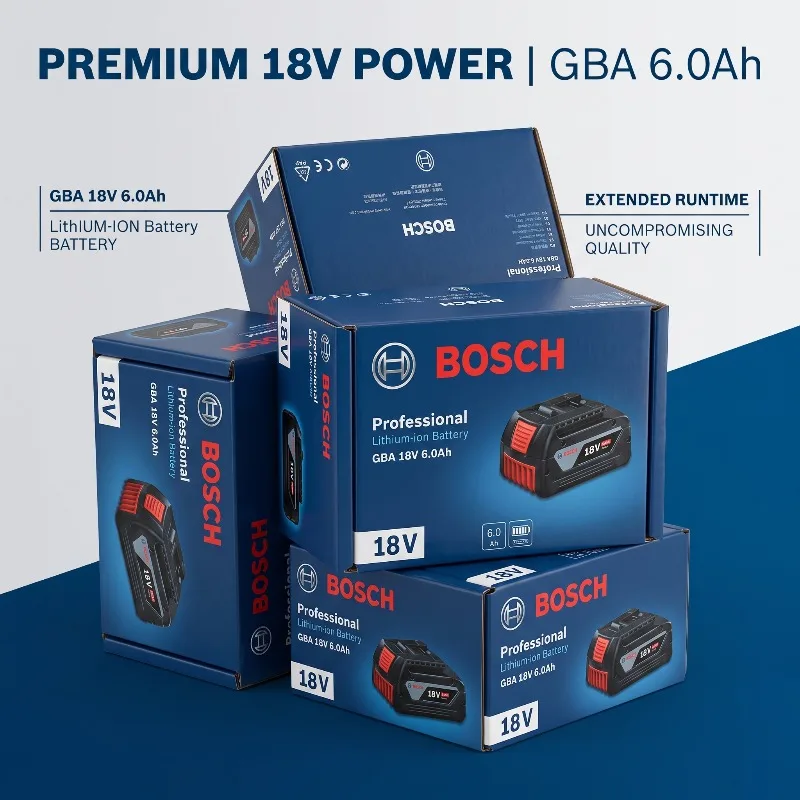 Value Pack Bosch 18V 6Ah Rechargeable Battery, Cost Effective Long Term Use