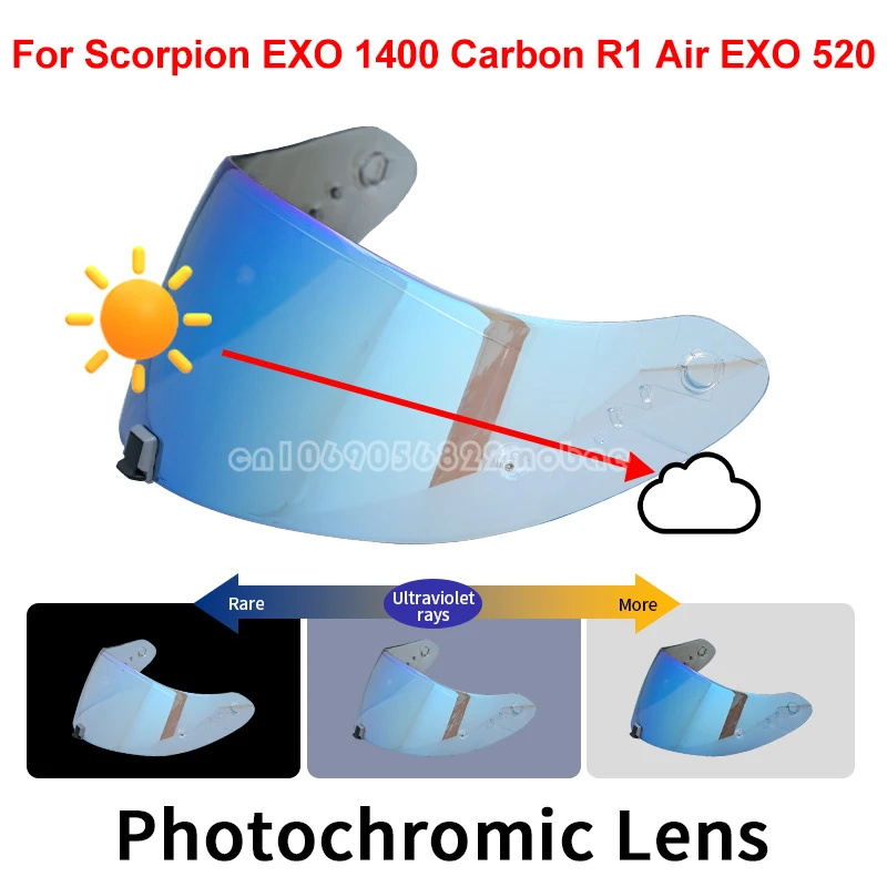 

Photochromic Visor for Scorpion Exo 1400 Carbon, R1 & EXO 520 Motorcycle Helmet Lens Visor Plating Uv Protection Lens Faceshield