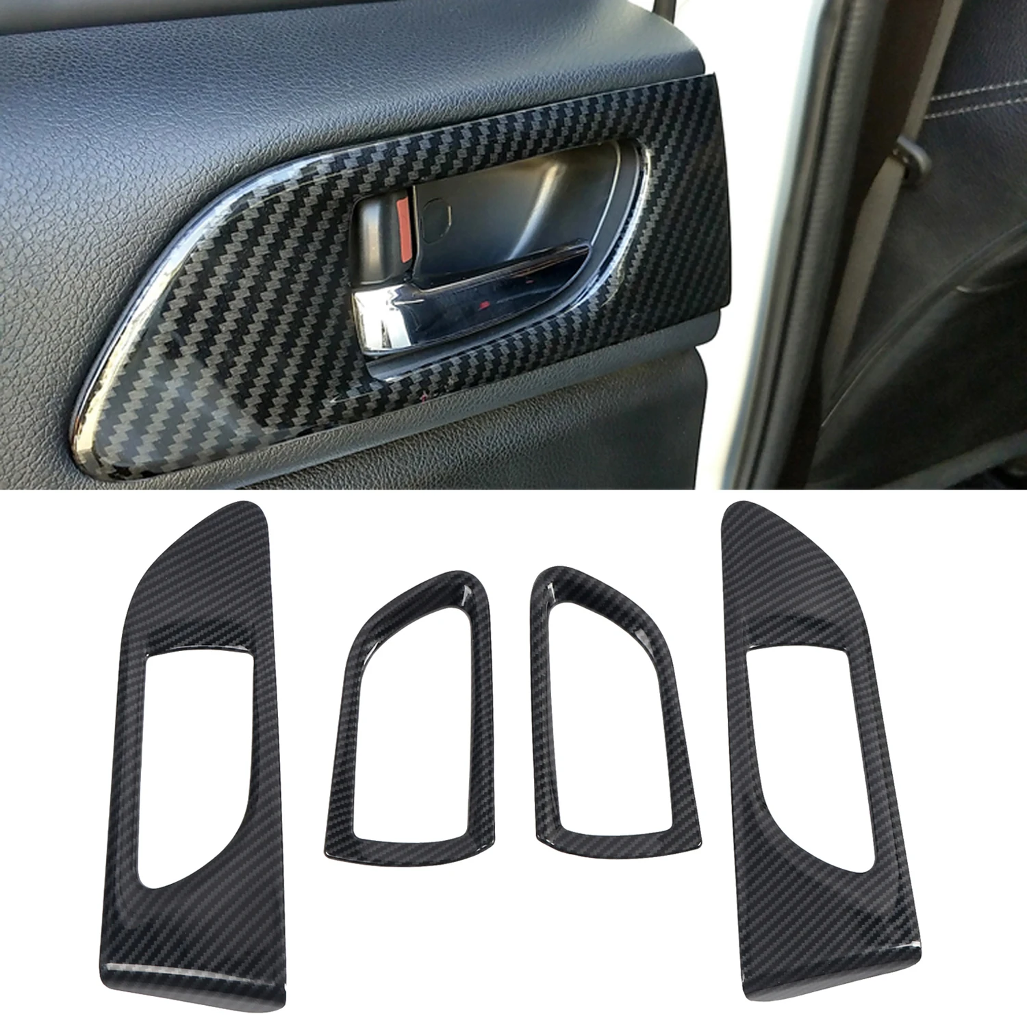 

Car Accessories for Subaru WRX STi 2015-2021 ABS Carbon Fiber Printed Interior Door Handle Bowls Frame Cover Trim 4pcs