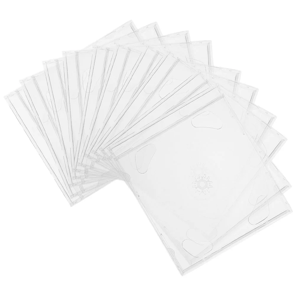 

10pcs CD Cases Clear Transparent Empty Holders Lightweight Safe Material No Burr Easy Open Close Storage Boxes Travel Car Home