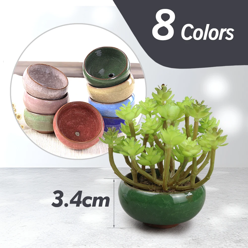 Mini Glazed Ceramic Flowerpot, Varanda interior vaso de plantio de flores suculentas, Garden Yard, Living Room, Desktop Decoration, 3x6cm