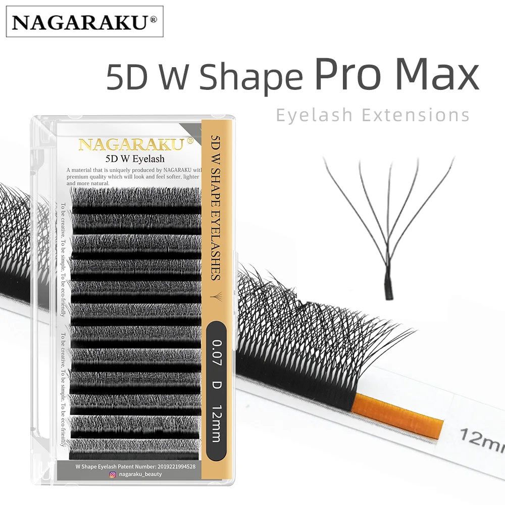 NAGARAKU-extensiones de pestañas en forma de 5D W, pestañas postizas, abanicos prefabricados, 12 líneas/bandeja de maquillaje