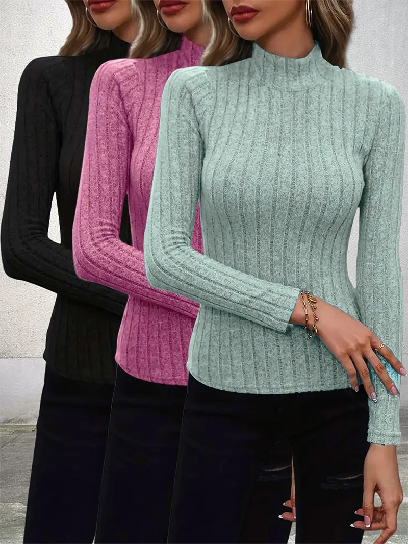 

Women's fashionable casual long-sleeved T-shirt 3-piece set