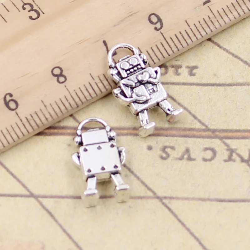 10pcs Charms Mechanic Robot 17x9mm Tibetan Silver Color Pendants Antique Jewelry Making DIY Handmade Craft