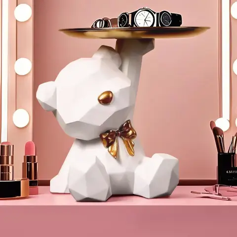 कावई ज्यामितीय तितली भालू ट्रे लिविंग रूम डेस्कटॉप सजावट कैंडी विविध भंडारण ट्रे घर की सजावट 10 best sales कैंडी ट्रे - №6