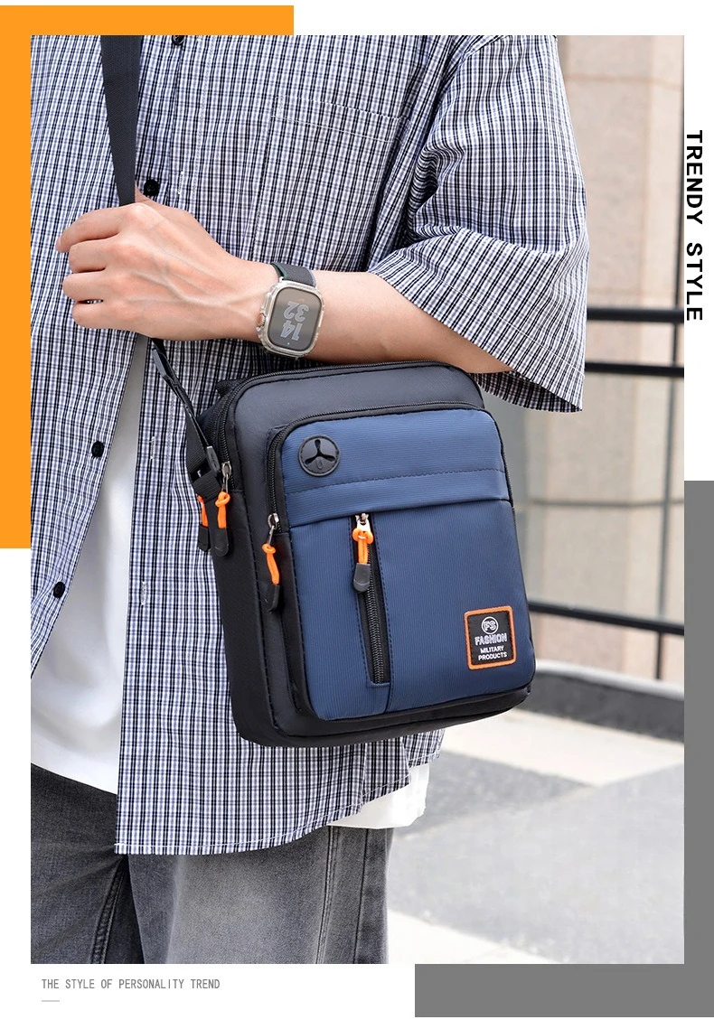 Geräumige Herrentasche, Umhängetasche, wasserdichter und abriebfester Rucksack mit mehreren Fächern, ideal für den Geschäftsalltag. – Detail 2