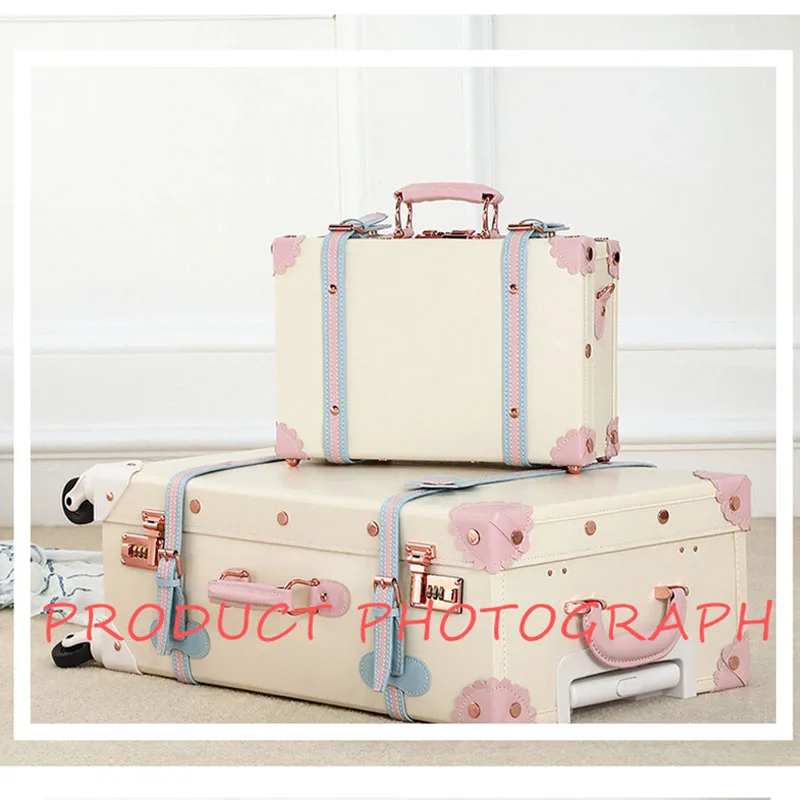 2024 Retro New Women Vintag PU Travel Suitcase Luggage sets,13\