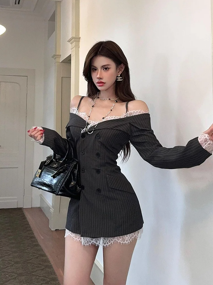 

Сексуальная длинная юбка Sve на одно плечо Dr, женская юбка с высокой талией, повседневная юбка трапециевидной формы с кружевной отделкой и высокой талией, осенняя мода