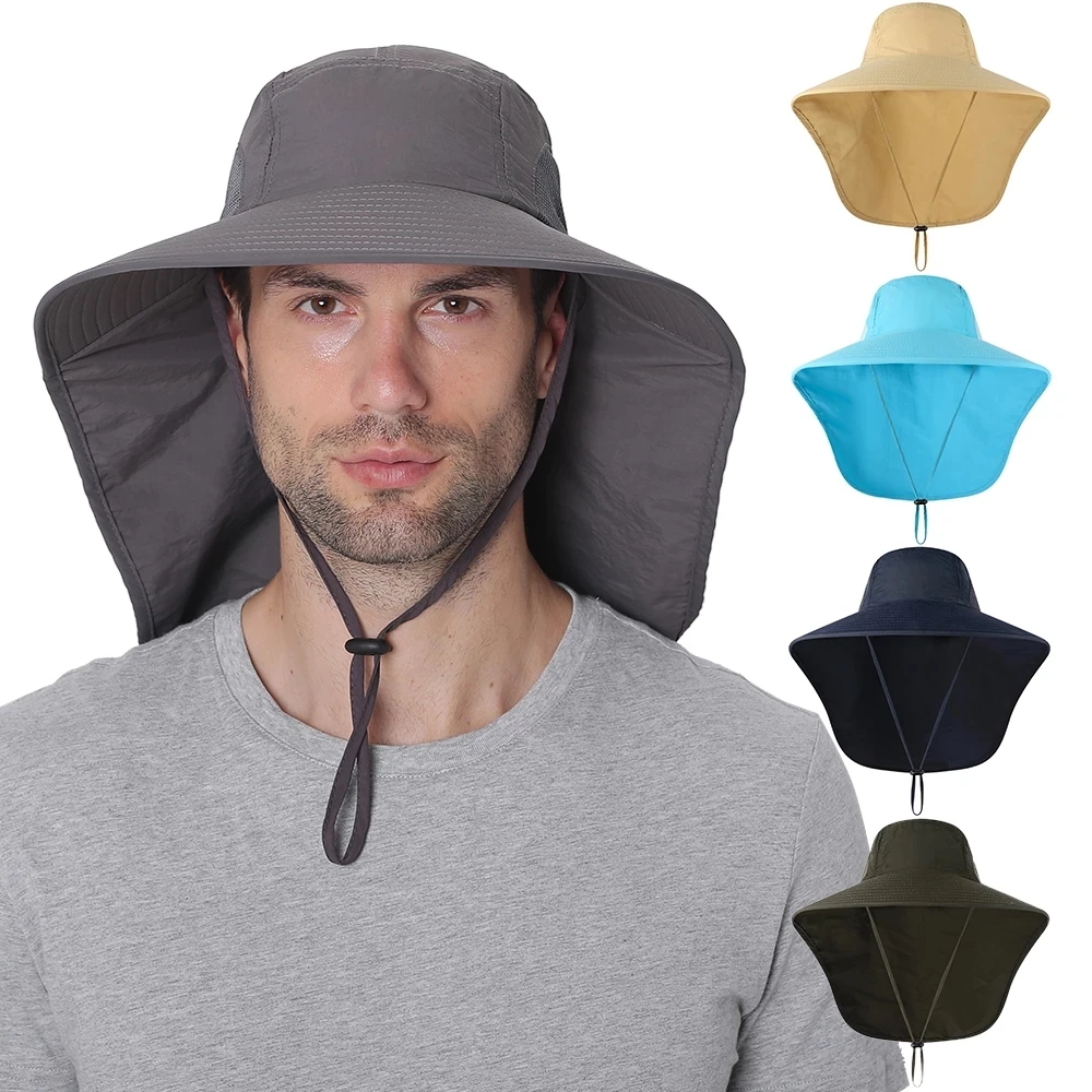 

Hiking Caps UV Protection Neck Cover Sun Protect Cap Wide Brim Neck Flap Fishing Cap Bucket Hat Balaclava for Outdoor Camping