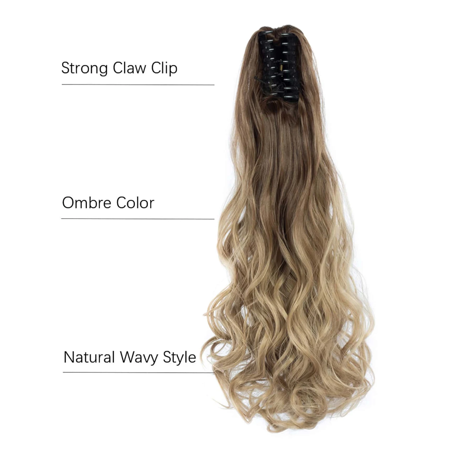 Sintético Curly Ponytail Extensão, Extensão Do Cabelo Garra Clipe, ondulado Fofo, Natural Hairpieces, 24