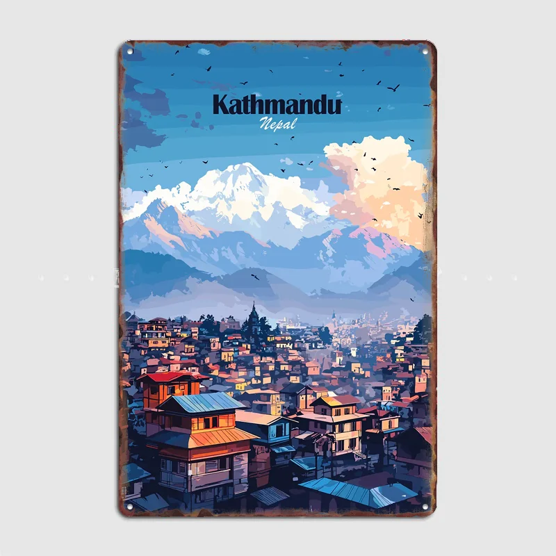 Home Decor Kathmandu - 카트만두 스카이라인 여행 풍경 포스터 레트로