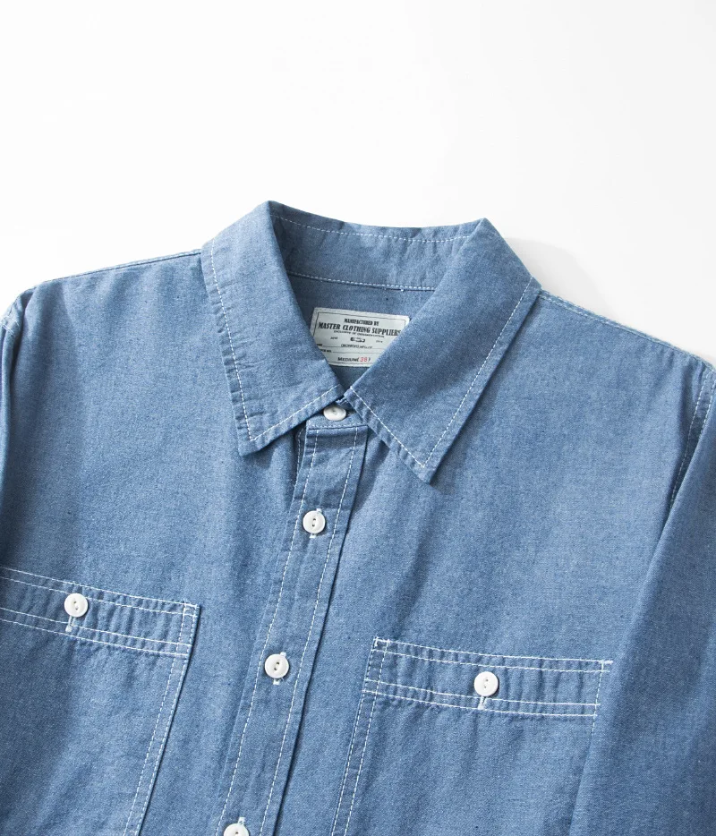 OKONKWO Jugend-Chambray-Oxford-Langarmhemd im europäischen Stil, Outdoor, Trekking, Klettern, Reisen, Sport, Western-Bluse, Arbeitskleidung – Detail 20