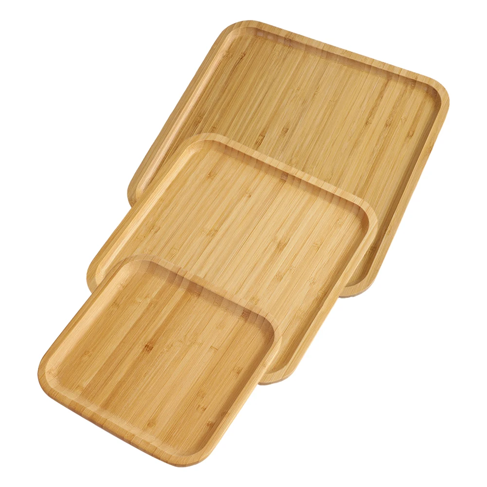 Wooden Serving Tray Square Bamboo Serving Tray Kitchen Food Tableware Tray For Party Gather Serve Tray Multi Size Dust Proof