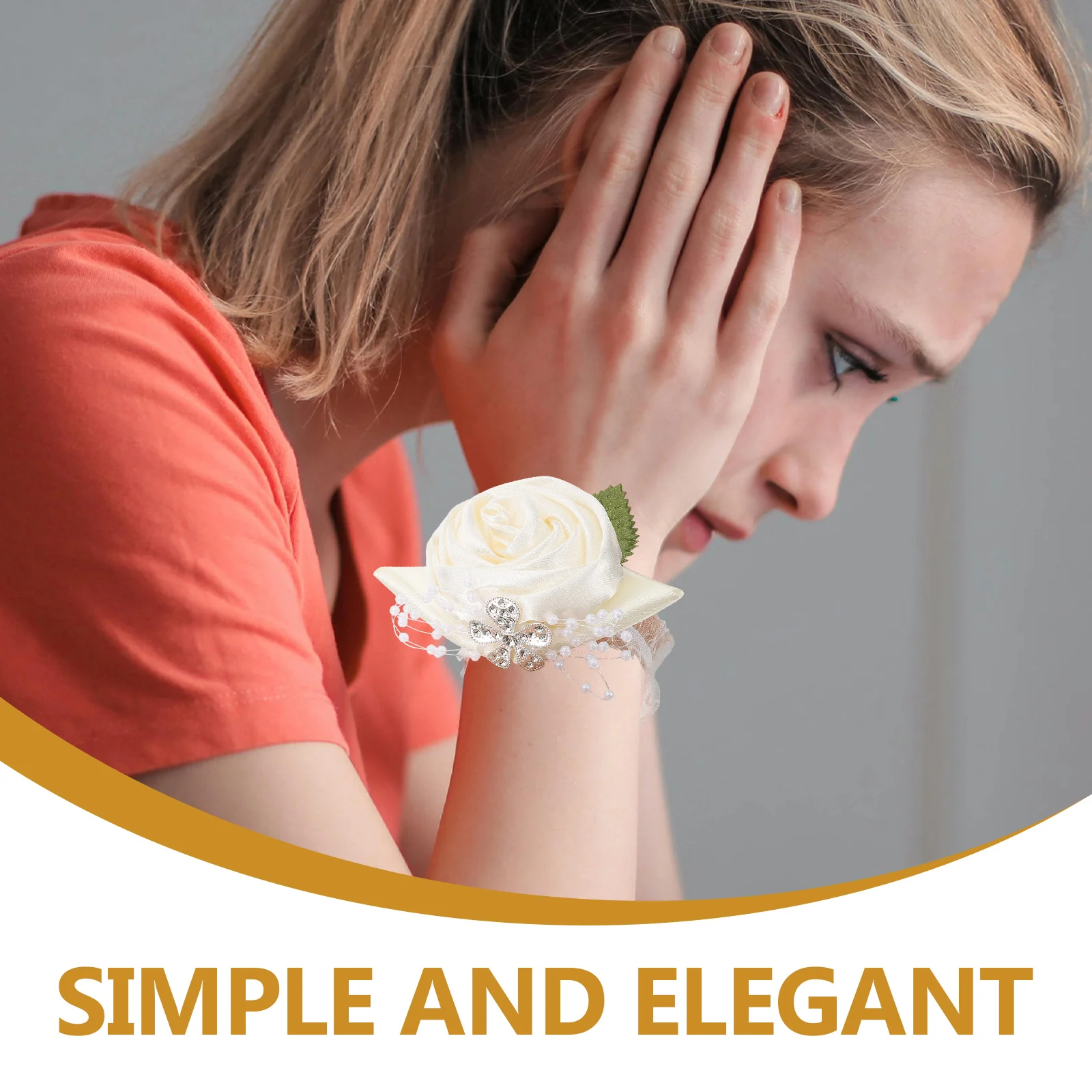 4 قطعة صدر المعصم زهرة اصطناعية وصيفة الشرف سوار حفل زفاف الزفاف الأزهار السوار اكسسوارات الديكور #5