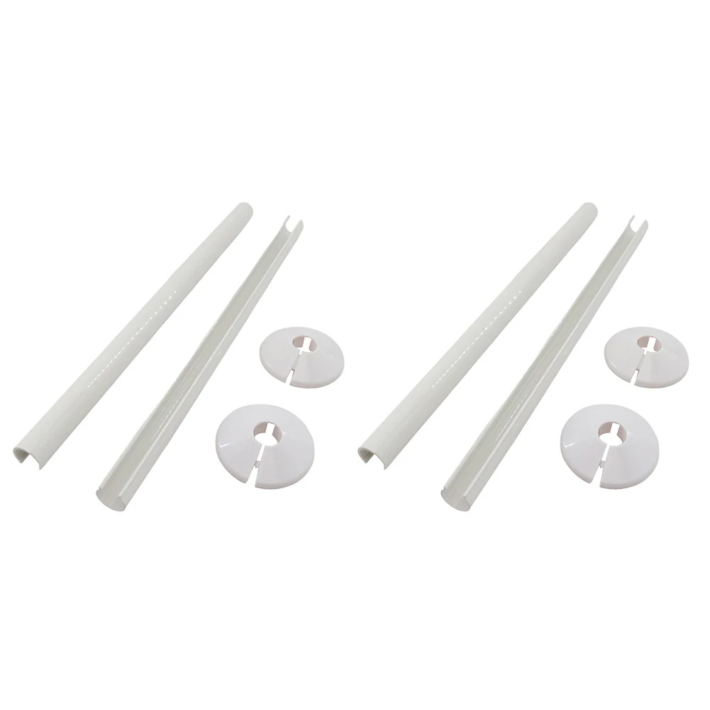 4PCS Radiator Pipe Covers And Pipe Collars 15X300mm 15mm for snap-on Pipe Collars White For Heating Pipes Water Pipes Gas Pipe
