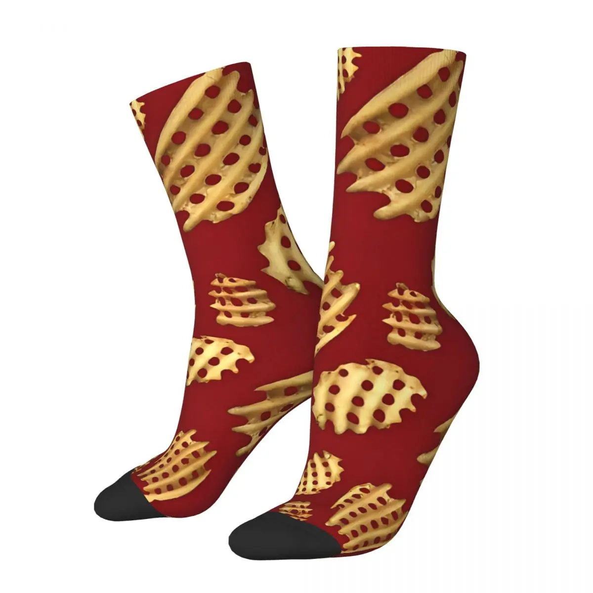 Fashion Male Men Socks Hip Hop Crunchy Waffle Fries Sock Polyester Fast Food Funny High Quality Women Socks Spring Summer Autumn