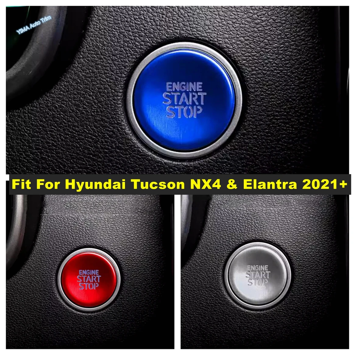 

Car Start Stop Engine Ignition Push Button Cover Trim Decor Stickers Accessories For Hyundai Tucson NX4 & Elantra 2021 2022 2023