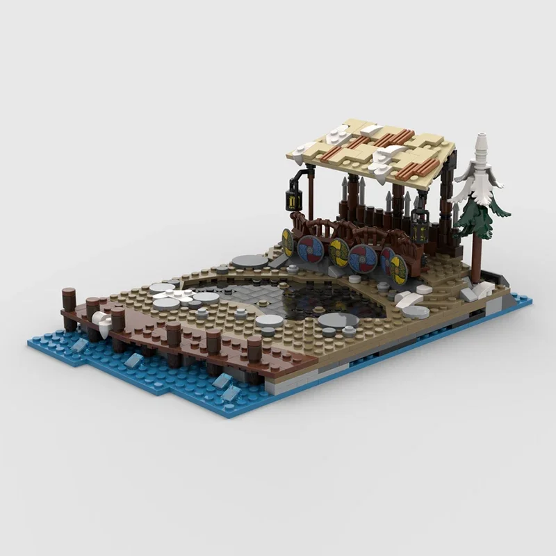 Modelo de rua medieval moc tijolos de construção viking aldeia campo de batalha tecnologia modular presentes feriado montar crianças brinquedo terno