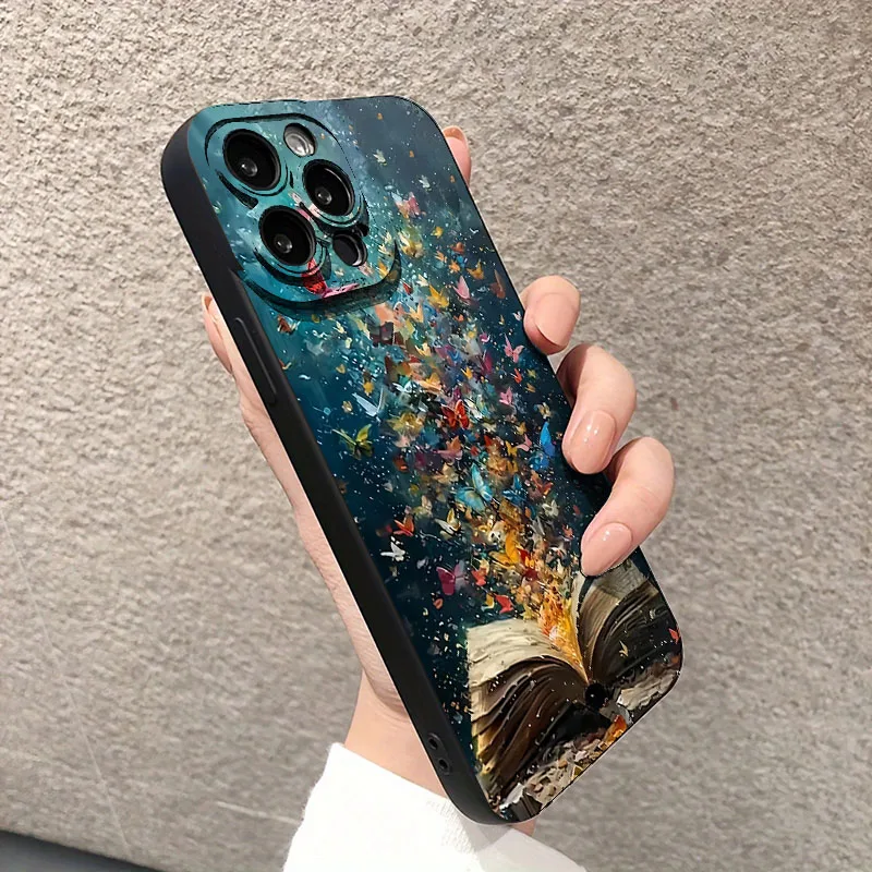 For iPhone 17 16 15 14 13 12 11 Pro Max Case Cute Butterfly Cat Bookshelf Design Cover For iPhone XS Max XR X 7 8 Plus 16E Funda view 5