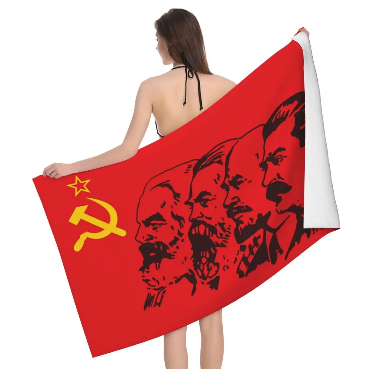 

Custom Quick Drying Microfiber Beach Bath Towel Breathable Russian Russia Soviet Union USSR CCCP Flags Sports Bathroom Towels