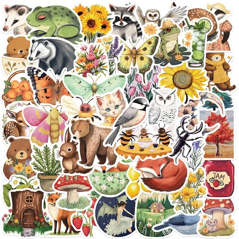 10/30/50PCS Cartoon Forest Color PVC Sticker Aesthetic Children\'s Decoration Scrapbooking Stationery School Supplies for Kids