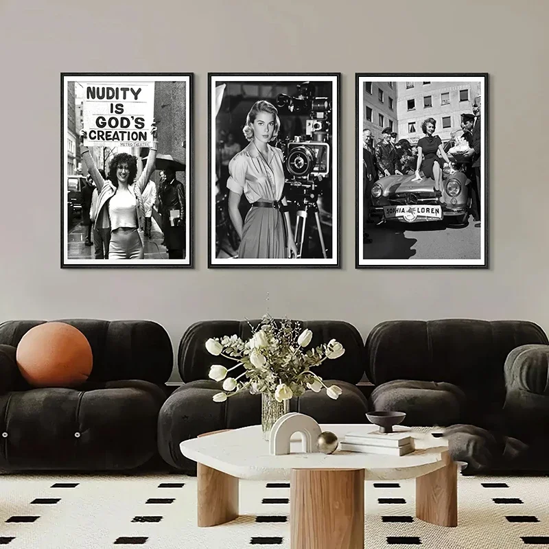 Nostalgic Black And White Movie Stars And Scene Art Posters Home Theater Bedrooms Sofas Background Wall Decorations Painting