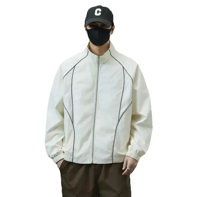 

2026 Spring New Men's Stand Collar Streetwear Fashion Loose Casual Splice Short Bomber Jacket Man Autumn Coat Varsity Jacket