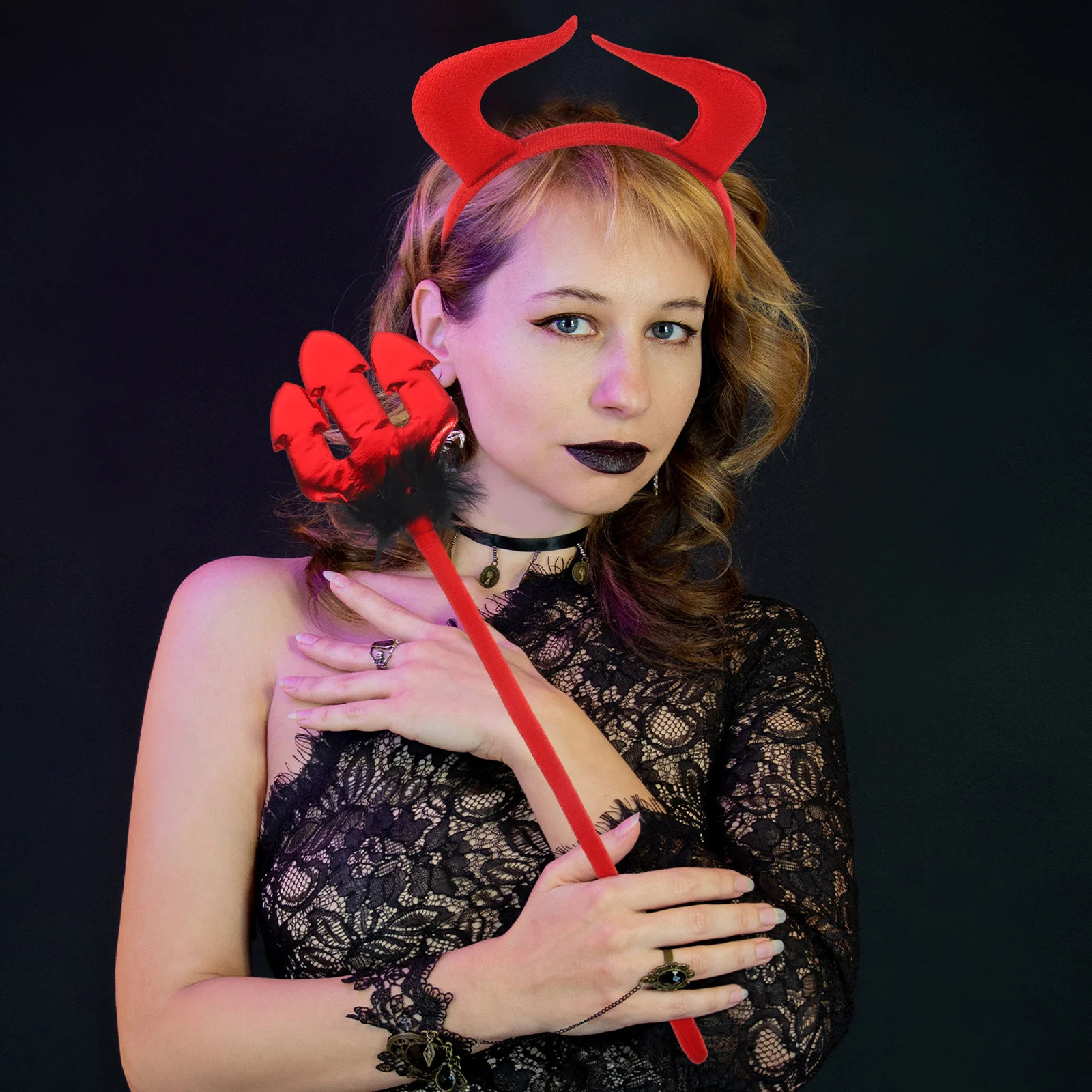 

1Set Horn Headband Kit Durable Fabric Devil Cosplay Halloween Party Hair Accessories Women Headband Girls Headbands