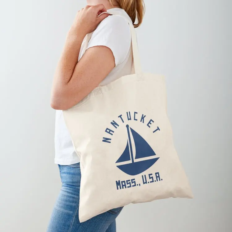 

Nantucket Massachusetts Sailing Boating - Navy Blue Text - Abstract Minimalist Tote Bag university shopper bag handbag