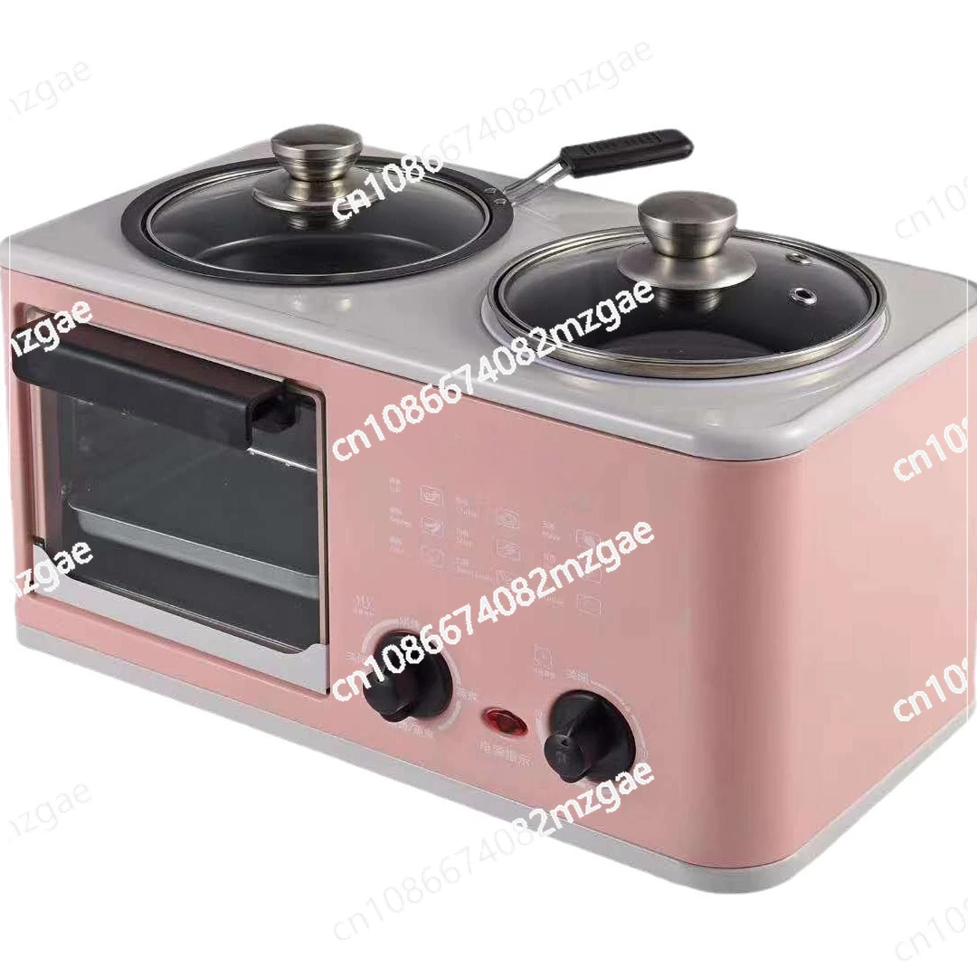 

Household Electric 4 in 1 Breakfast Machine Mini Bread Toaster Baking Oven Omelette Fry Pan Hot Pot Boiler Food Steamer
