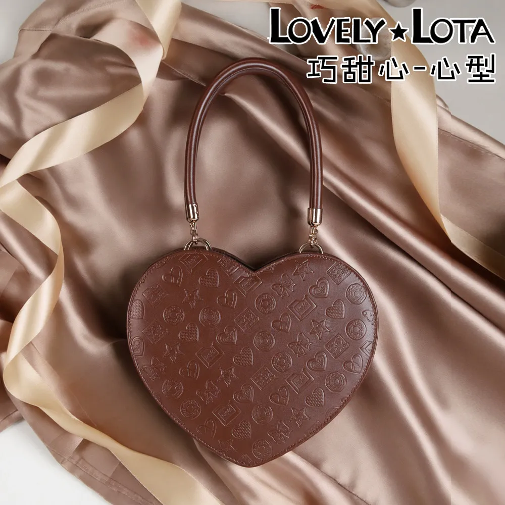 Original Chocolate Embossed Heart Shape Lolita Bag Women 2-way Handbag & Crossbody Bag Gift For Girlfriend