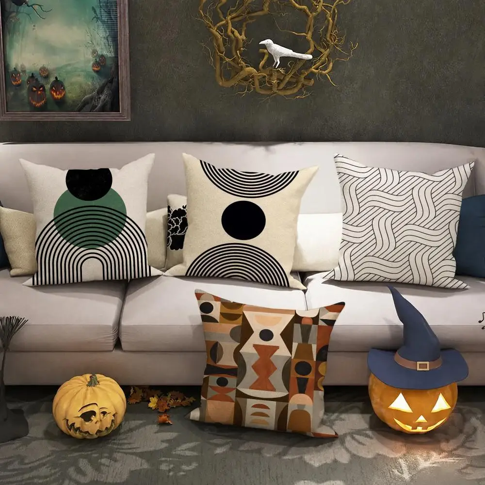 Reduced geometry Cushion Cover Halloween decoration trick or treat cushion cover, ghost, pumpkin head, bat decoration