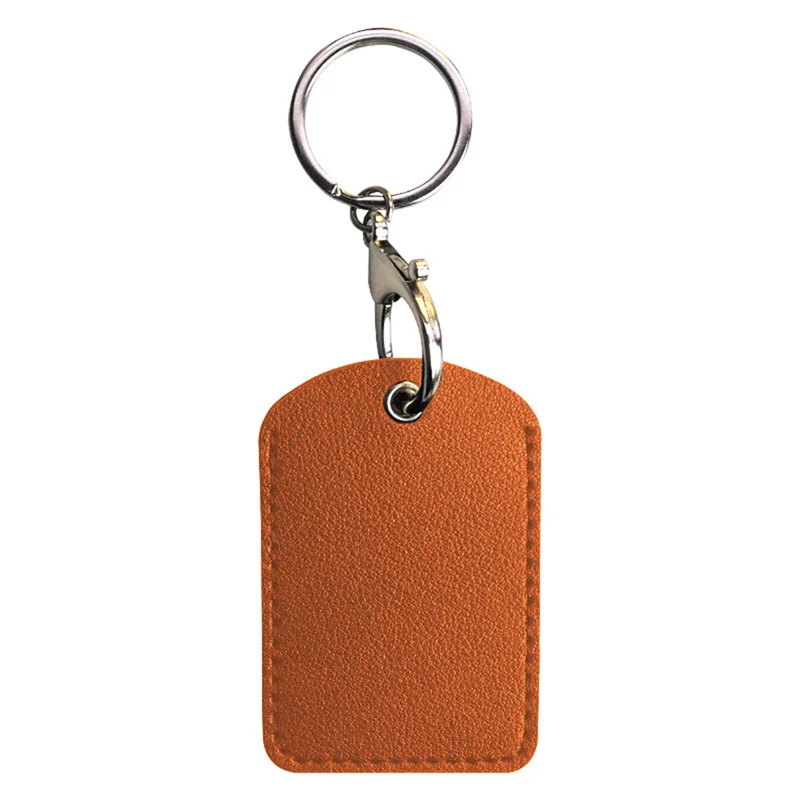 Retro Round Rectangular Keyring Leather Access Card Holder Keychain Community Water Drop Proximity Card Protective Case Key Fob