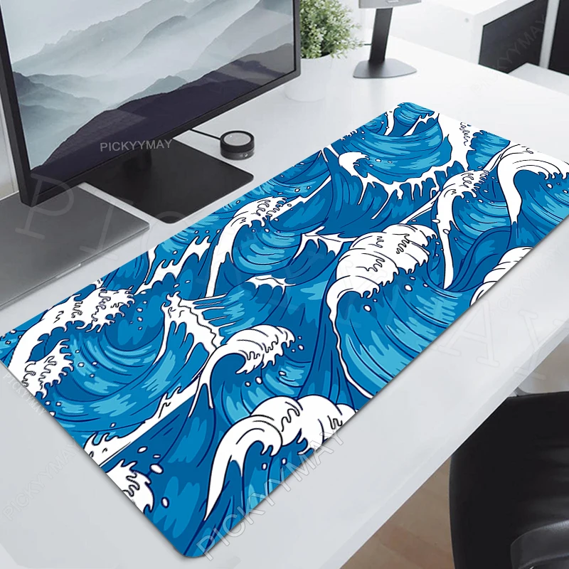 

Blue Wave Mousepads Large Desk Mat Office Mausepad Desk Pads Non-Slip Rubber Mouse Pad Big Keyboard Mats Company Mouse Mat