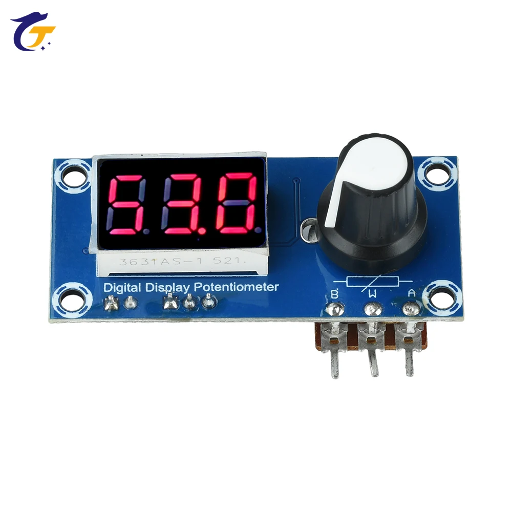 Single Channel Digital Potentiometer Module - 5K/10K/20K Adjustable Resistor with 3-Digit LED Display for Precision Control