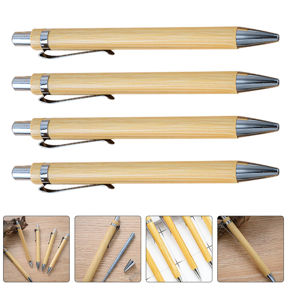 

12 Pcs Bamboo Retractable Gel Pen Office Shuttle Pens Retractable Interesting Writing Supply Portable Wooden