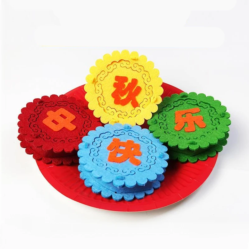 

Home Decoration Mooncake Shape Mid Autumn Supplies Diy Children Handmade Festival Dec Non-woven Without light