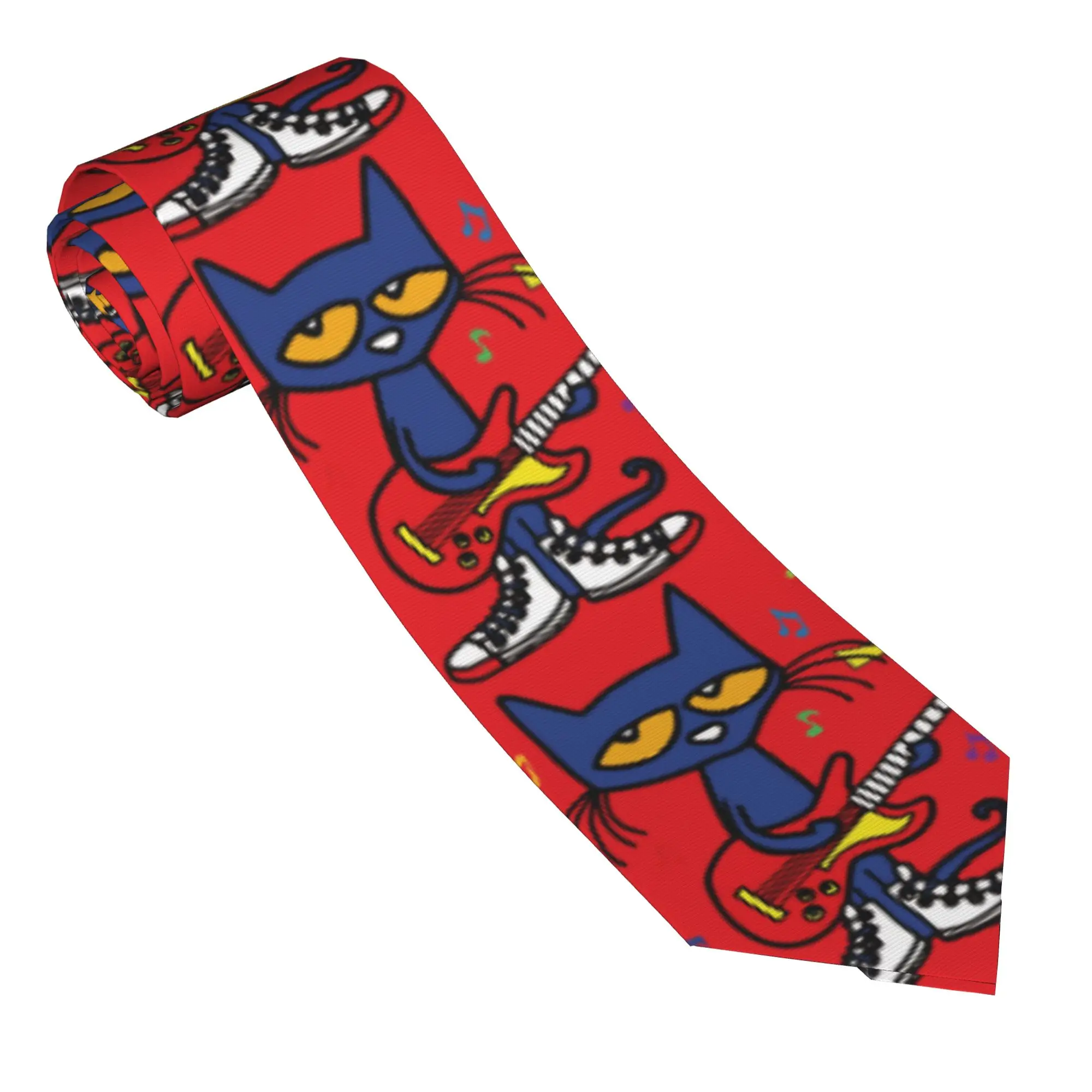 Pete The Cat Cartoon Neckties Men Women Polyester 8 cm  Neck Tie for Men Silk Classic Accessories Cravat Wedding Accessories