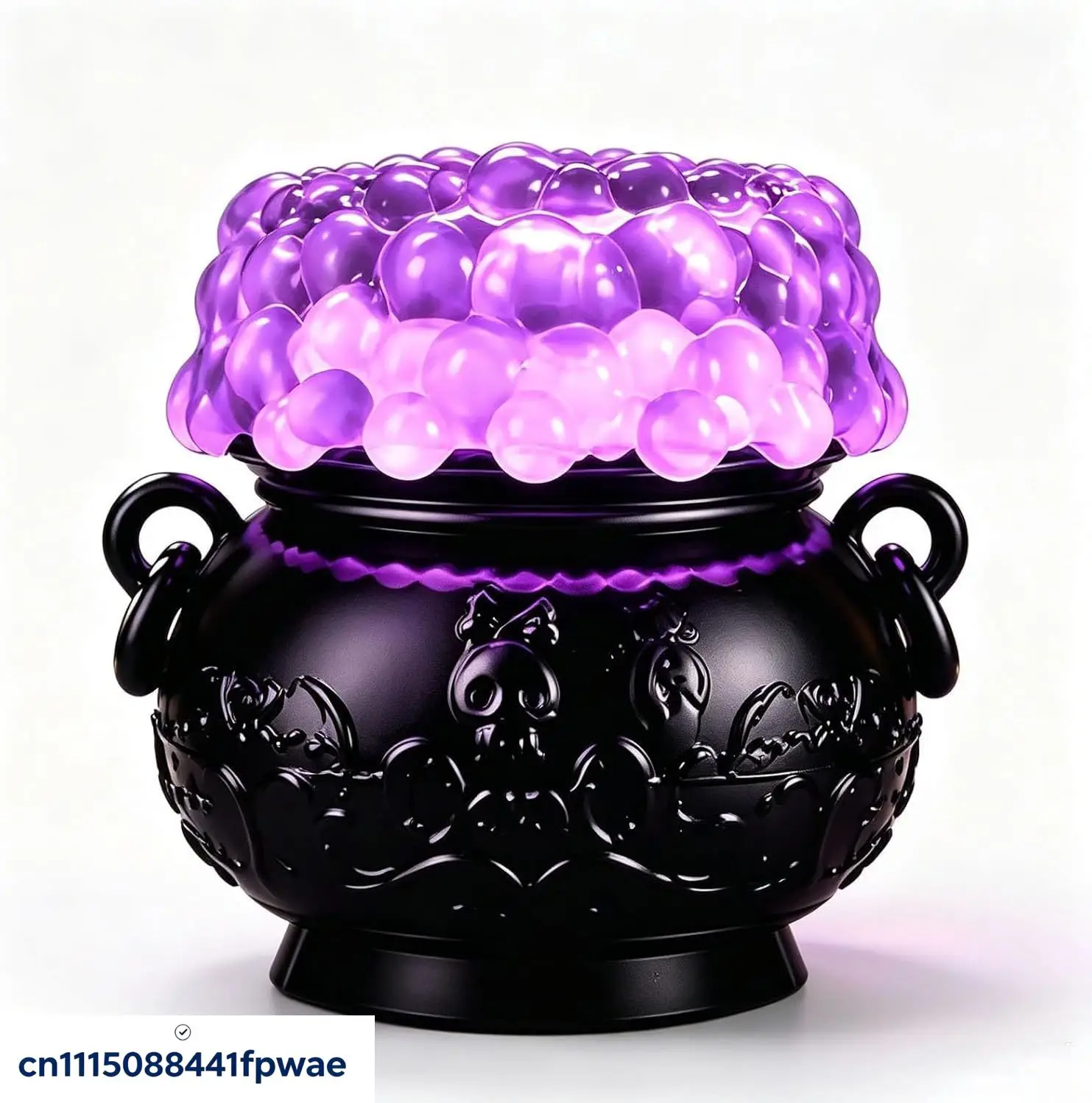 Light-up Color-Changing Cauldron Waterglobe 3-Wick Candle Holder, Halloween Witch Bubble Cauldron Decor LED Soft Light