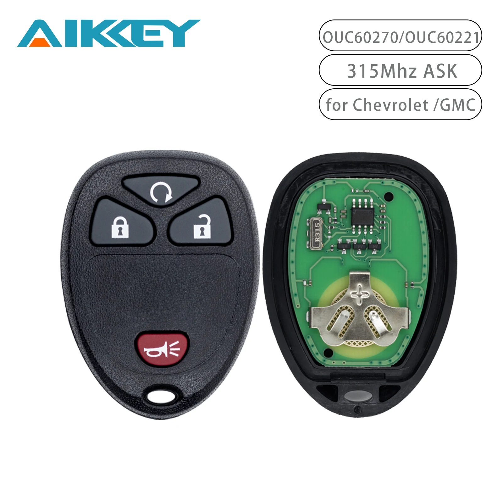 for Chevy Silverado OUC60270/OUC60221 Remote Car Key Fob Keyless Replacement Vehicle Key 2007-2013 1500 2500 3500