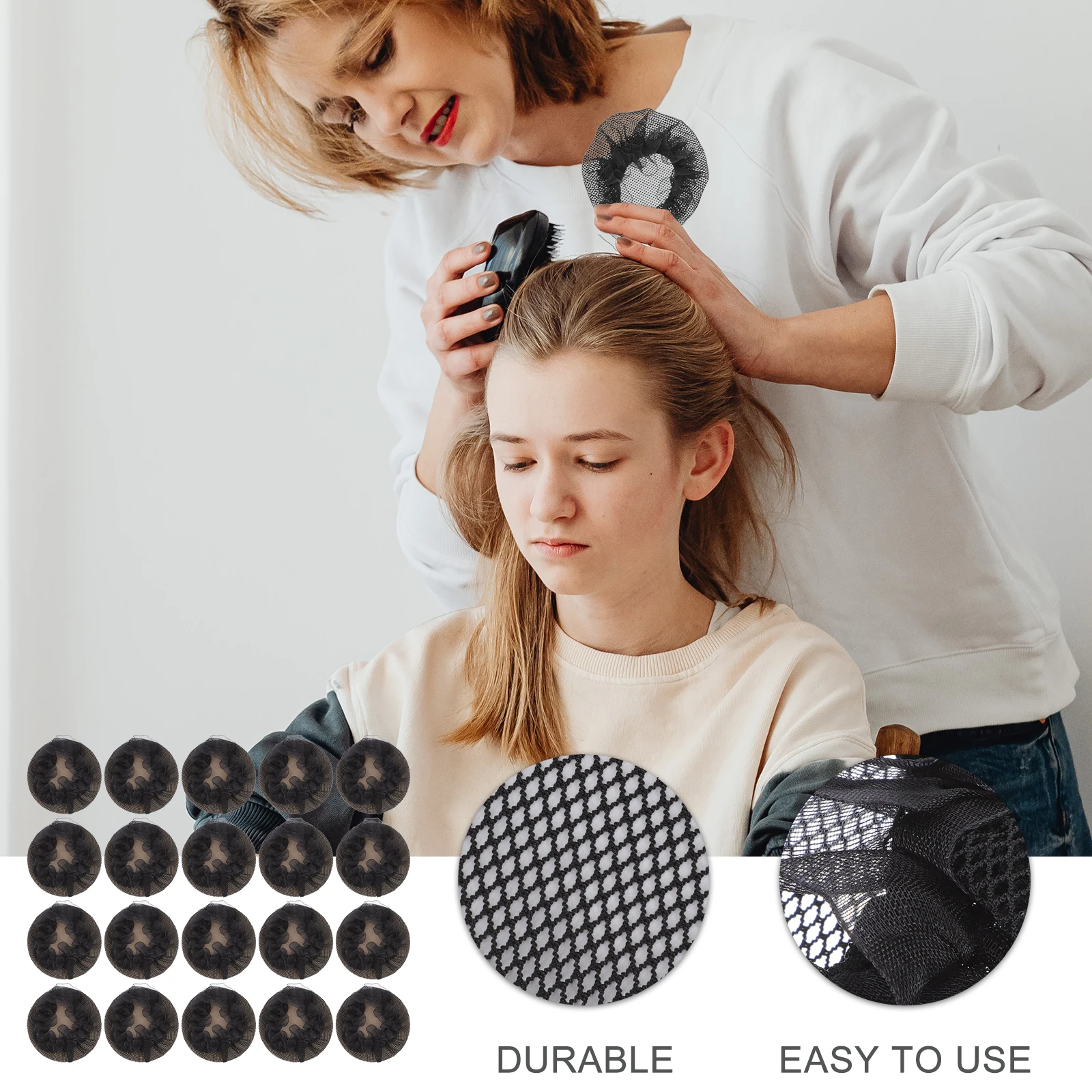 

20Pcs Elastic Lace Hair Snood Bun Cover Durable Lightweight for Ballet Dance Performance Bun Hair Net Lace Snood