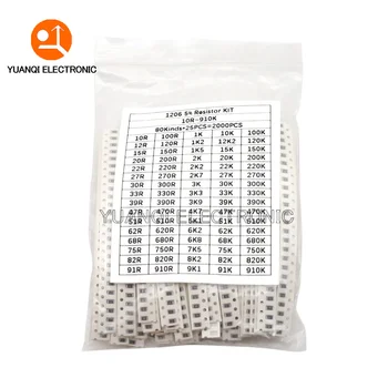2000 pezzi 4000 pezzi 5% 0402 0603 0805 1206 Kit assortito resistore chip SMD 10 ohm - 910K 80 valori Set campioni di resistenza