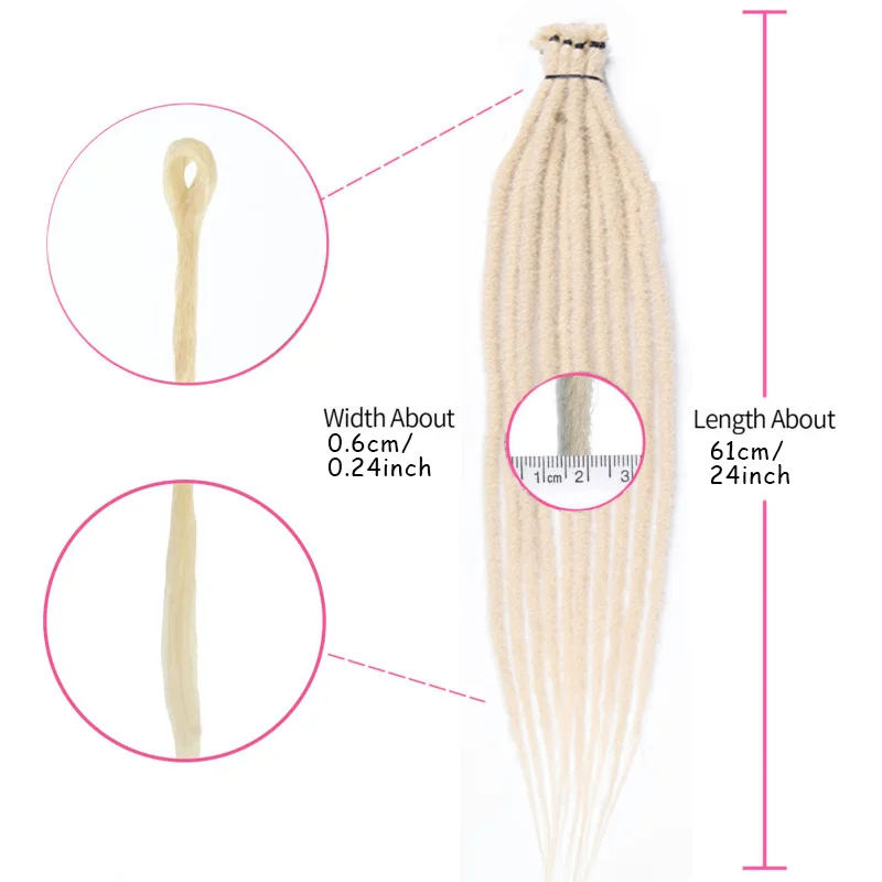 여성용 레게머리 크로셰 브레이드 헤어 익스텐션, 합성 옴브레 컬러 레게머리 헤어, 24 인치, 10 개/팩