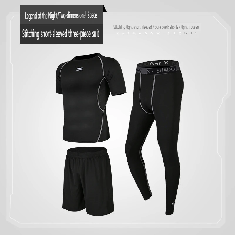 3Pcs/Set Exercise Workout Tights Running Jogging Training Wears 2024 Mens Tracksuit Gym Fitness Compression Sports Suit Clothes