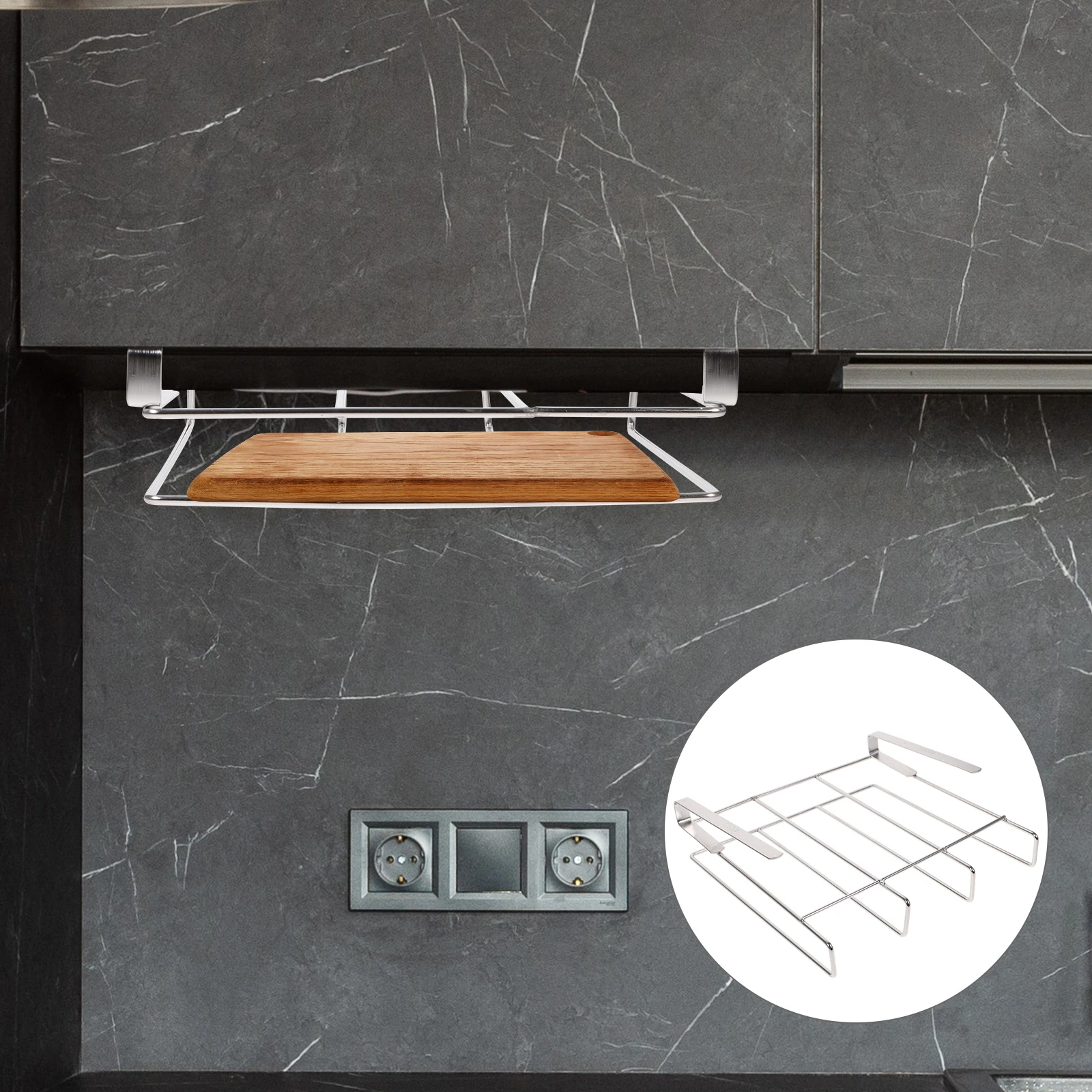 

Hanging Cutting Board Rack Cabinet Organizer Multi-Function Kitchen Storage Holder Drying Rack Pot Lid Holder Under Cabinet