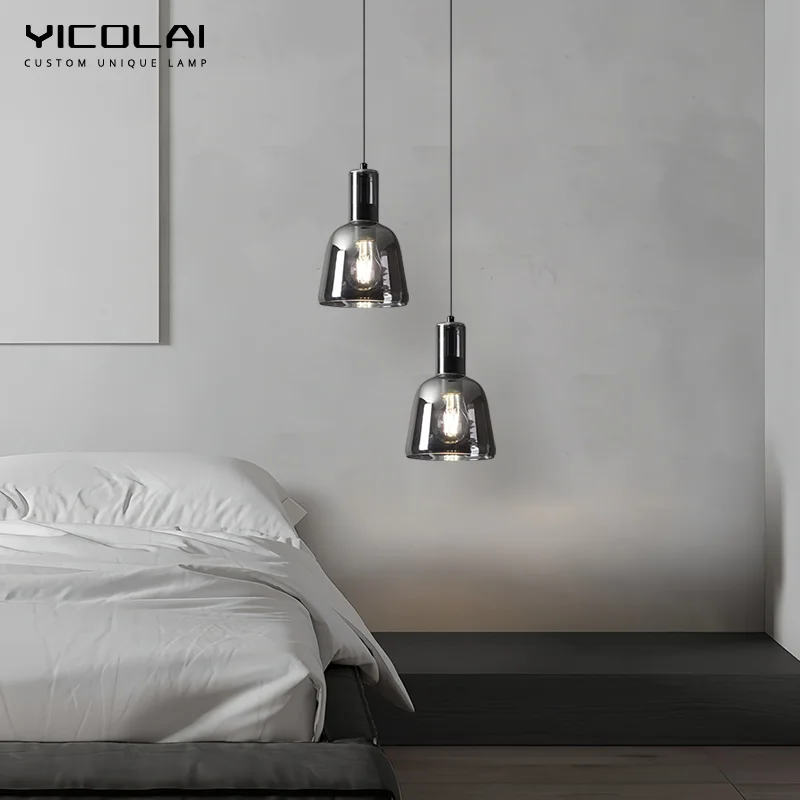 

Italian Minimalist Bedroom Headboard Pendant Light Luxurious Modern Glass Living Room Restaurant Bar Counter Pendant Lighting