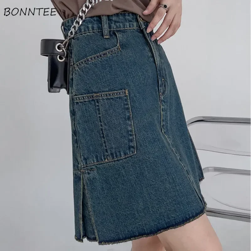 Denim Skirts Women Y2k Clothes Irregular Cargo Streetwear Teens Personal Fashion Мини Юбки Vintage Washed High Waisted S-3XL New