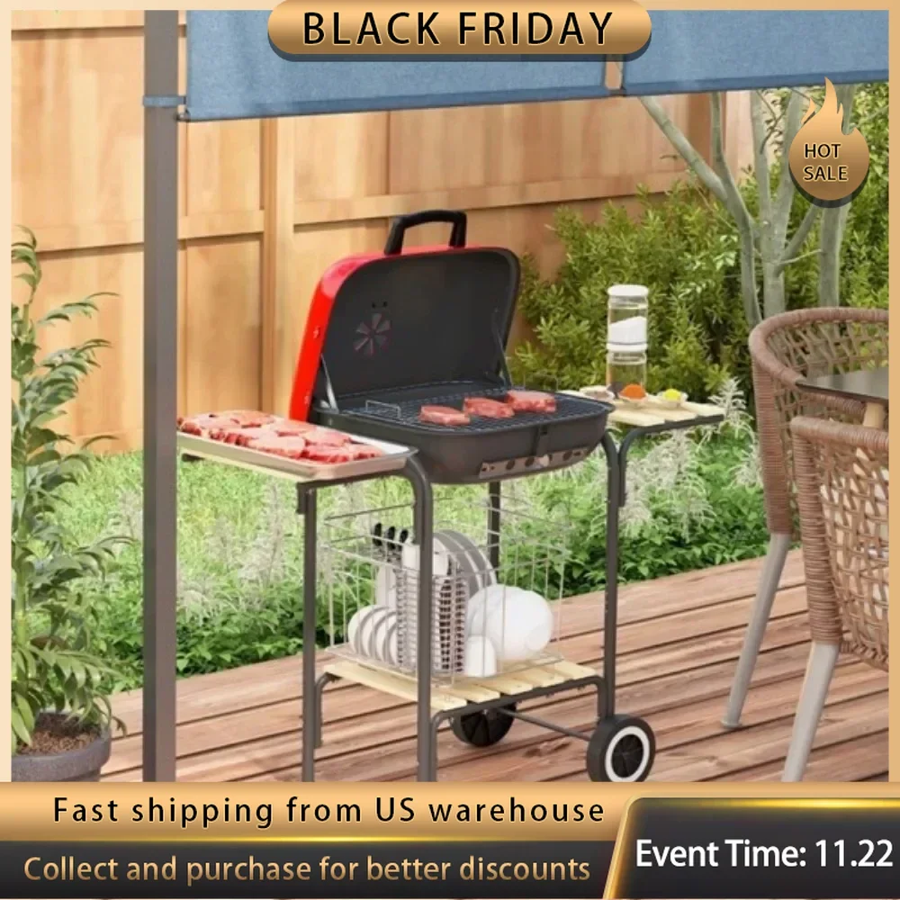 Portable Charcoal Grill BBQ Grill easy transport - Enamel-coated steel offers excellent heat resistance Outdoor Stove Camp Cook