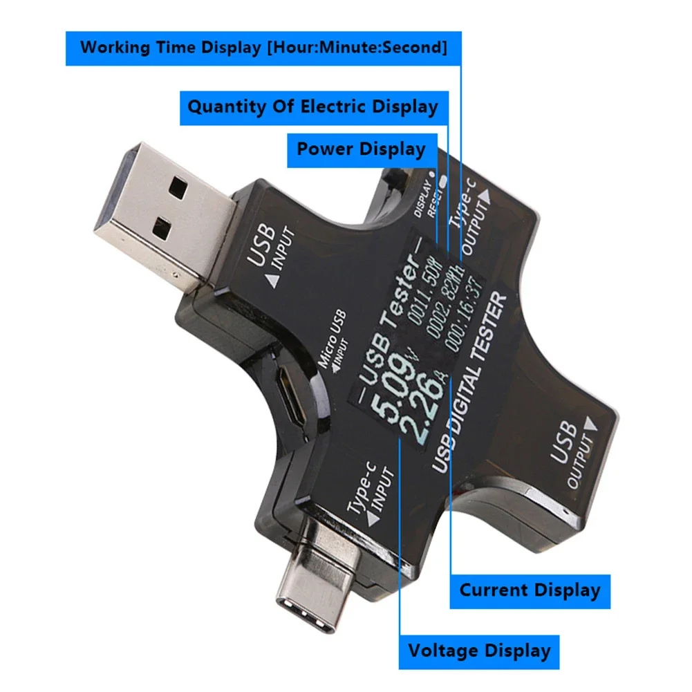 Type-C USB Tester Color Digital Display DC Digital Voltmeter Voltage Current Meter Ammeter Detector Voltage USB Current Tester