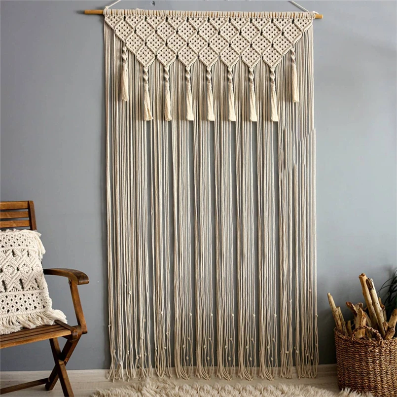 

Bohemia Tassel Pendant Handamde Macrame Curtain Tapestry, Woven Window Door Curtain, Bedsize Wall Hanging Tapestry